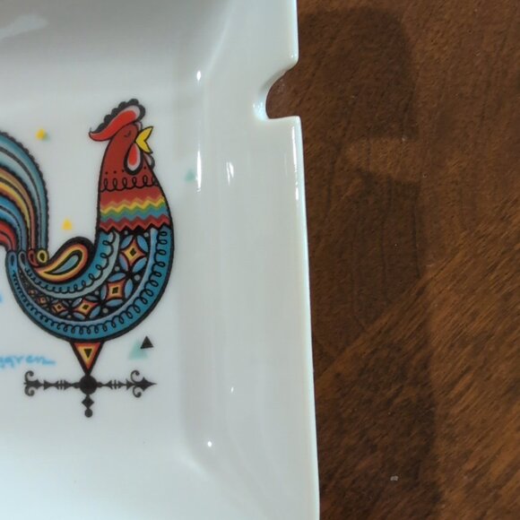 Vintage Swedish Berggren Rooster Ceramic Ash Tray Square MCM 1960s 4.25” - Picture 3 of 7